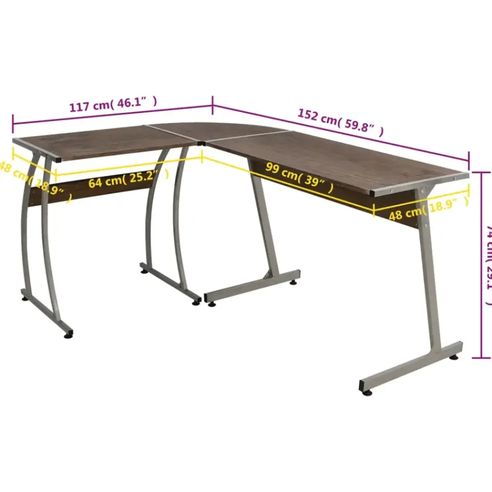 vidaXL - Bureau - Bruin - Bewerkt hout Hot