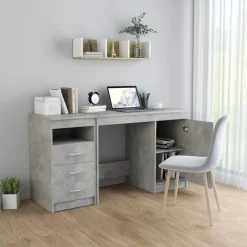 vidaXL - Bureau - Grijs - Bewerkt hout Outlet