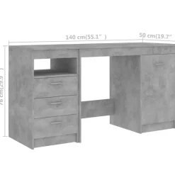 vidaXL - Bureau - Grijs - Bewerkt hout Outlet