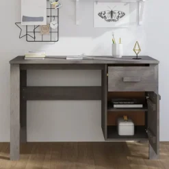 vidaXL - Bureau - Grijs - Grenenhout Outlet
