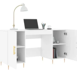 vidaXL - Bureau - Wit - Bewerkt hout