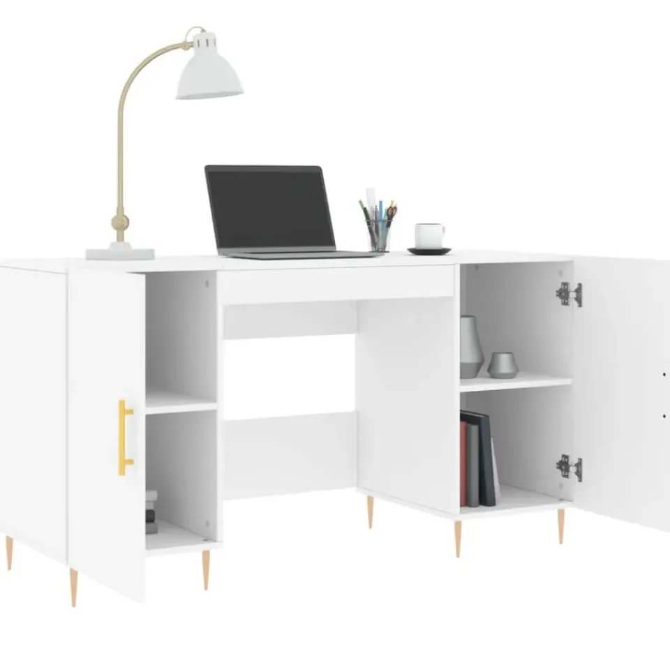 vidaXL - Bureau - Wit - Bewerkt hout