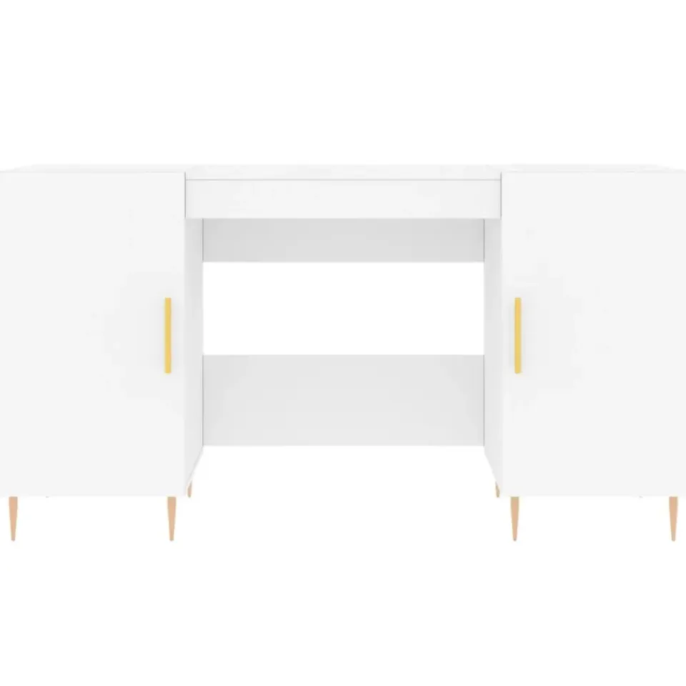 vidaXL - Bureau - Wit - Bewerkt hout