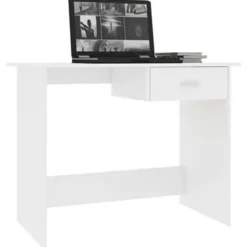 vidaXL - Bureau - Wit - Bewerkt hout New