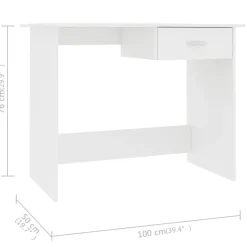 vidaXL - Bureau - Wit - Bewerkt hout New