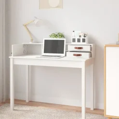 vidaXL - Bureau - Wit - Grenenhout