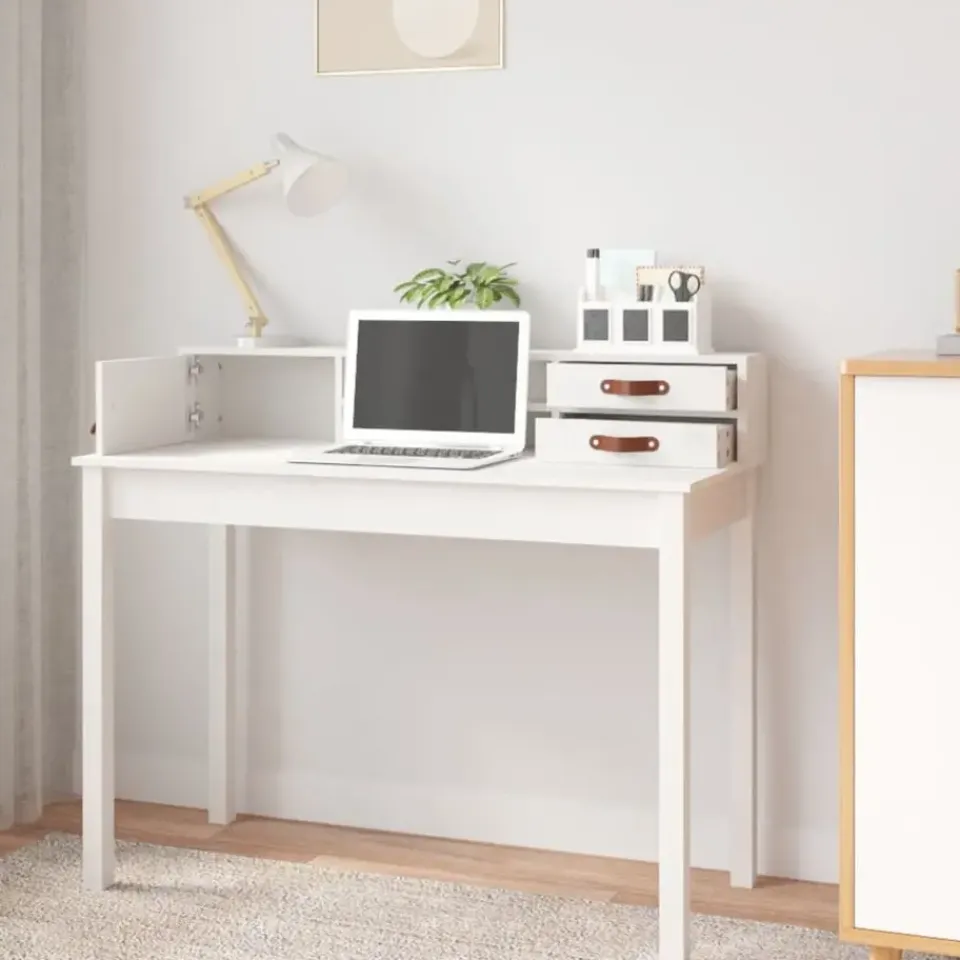 vidaXL - Bureau - Wit - Grenenhout