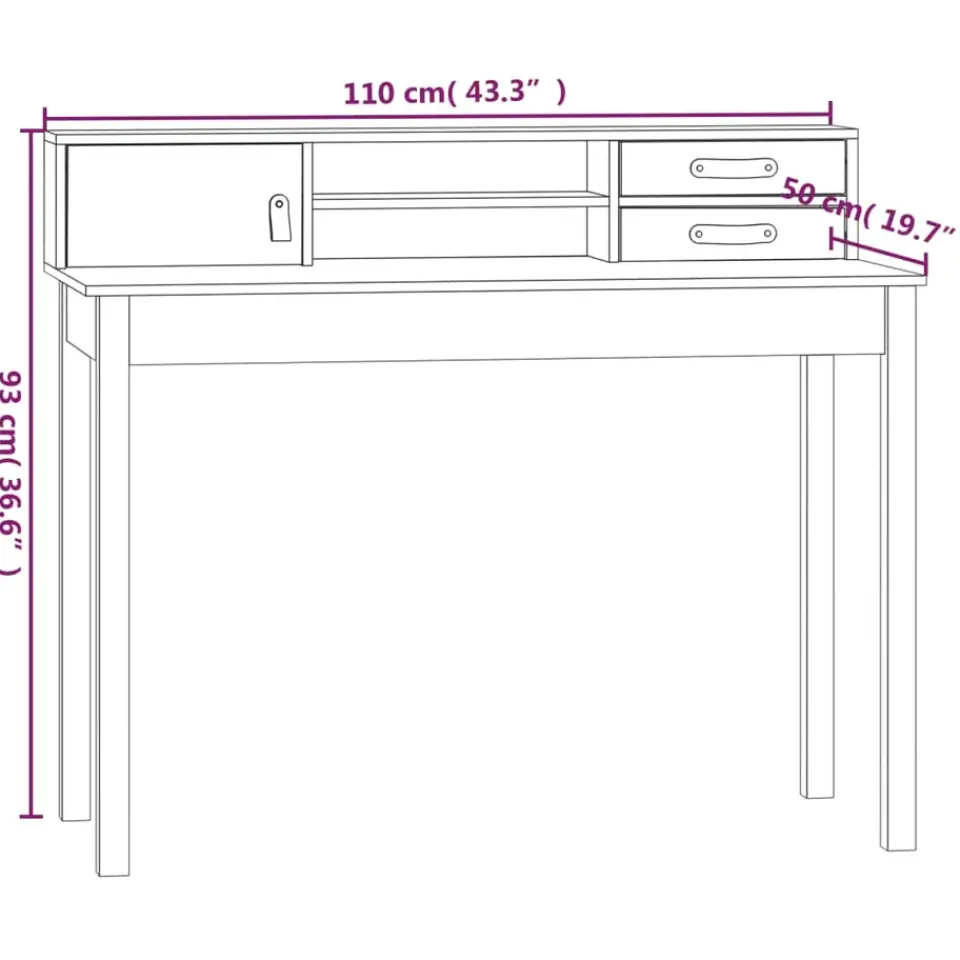 vidaXL - Bureau - Wit - Grenenhout