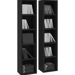 vidaXL - Cd-kast - Zwart - Bewerkt hout - 2 stuks Hot