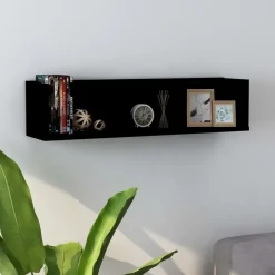 vidaXL - Cd-rek - Zwart - Bewerkt hout Outlet