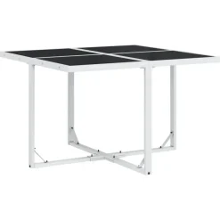 vidaXL - 5-delige inklapbaar Tuinset met kussens -Wit textileen - 110x107 cm Discount