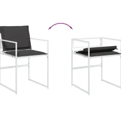 vidaXL - 5-delige inklapbaar Tuinset met kussens -Wit textileen - 110x107 cm Discount