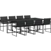 vidaXL - 9-delige inklapbaar Tuinset gris kussens -Zwart textileen - 220x107 cm Online