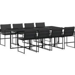 vidaXL - 9-delige inklapbaar Tuinset gris kussens -Zwart textileen - 220x107 cm Online