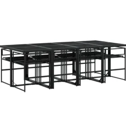 vidaXL - 9-delige inklapbaar Tuinset gris kussens -Zwart textileen - 220x107 cm Online