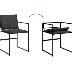 vidaXL - 9-delige inklapbaar Tuinset gris kussens -Zwart textileen - 220x107 cm Online