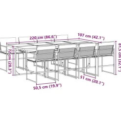 vidaXL - 9-delige inklapbaar Tuinset gris kussens -Zwart textileen - 220x107 cm Online
