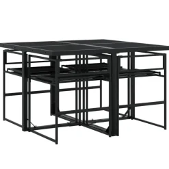 vidaXL - 5-delige inklapbaar Tuinset gris kussens -Zwart textileen - 110x107 cm