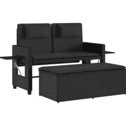 vidaXL - 2-delige Loungebanken Verstelbare met kussens - Zwart - 113x61x87 cm Hot