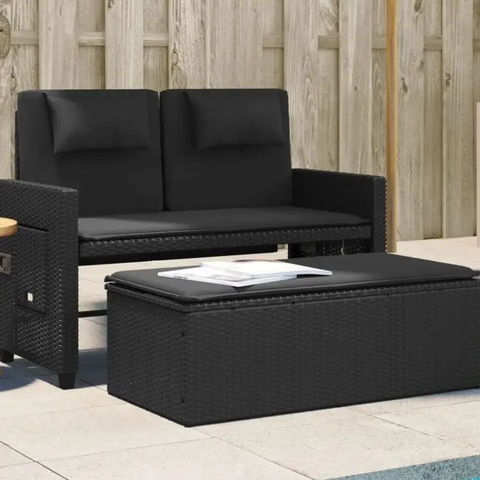 vidaXL - 2-delige Loungebanken Verstelbare met kussens - Zwart - 113x61x87 cm Hot