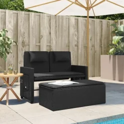 vidaXL - 2-delige Loungebanken Verstelbare met kussens - Zwart - 113x61x87 cm Hot