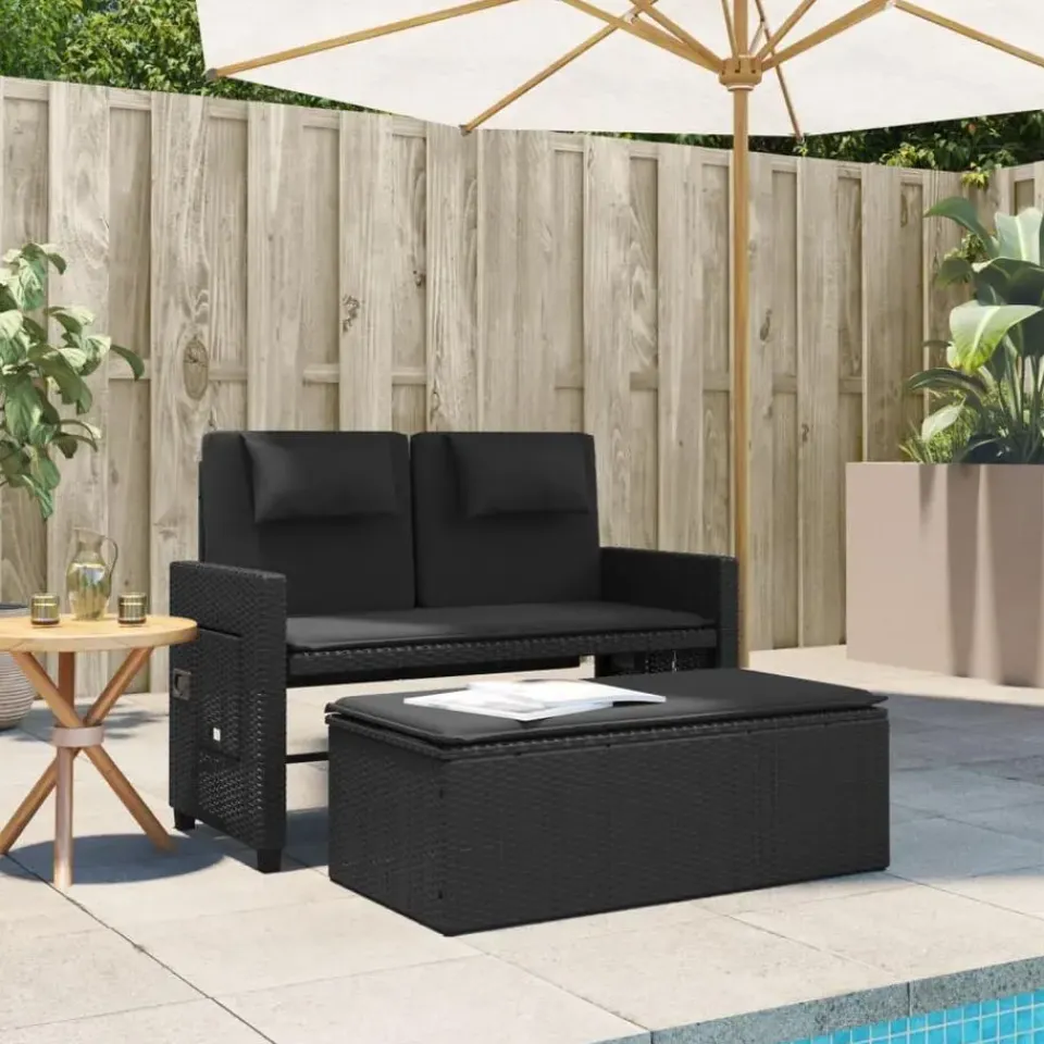 vidaXL - 2-delige Loungebanken Verstelbare met kussens - Zwart - 113x61x87 cm Hot