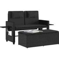 vidaXL - 2-delige Loungebanken Verstelbare met kussens - Zwart - 113x61x87 cm Hot