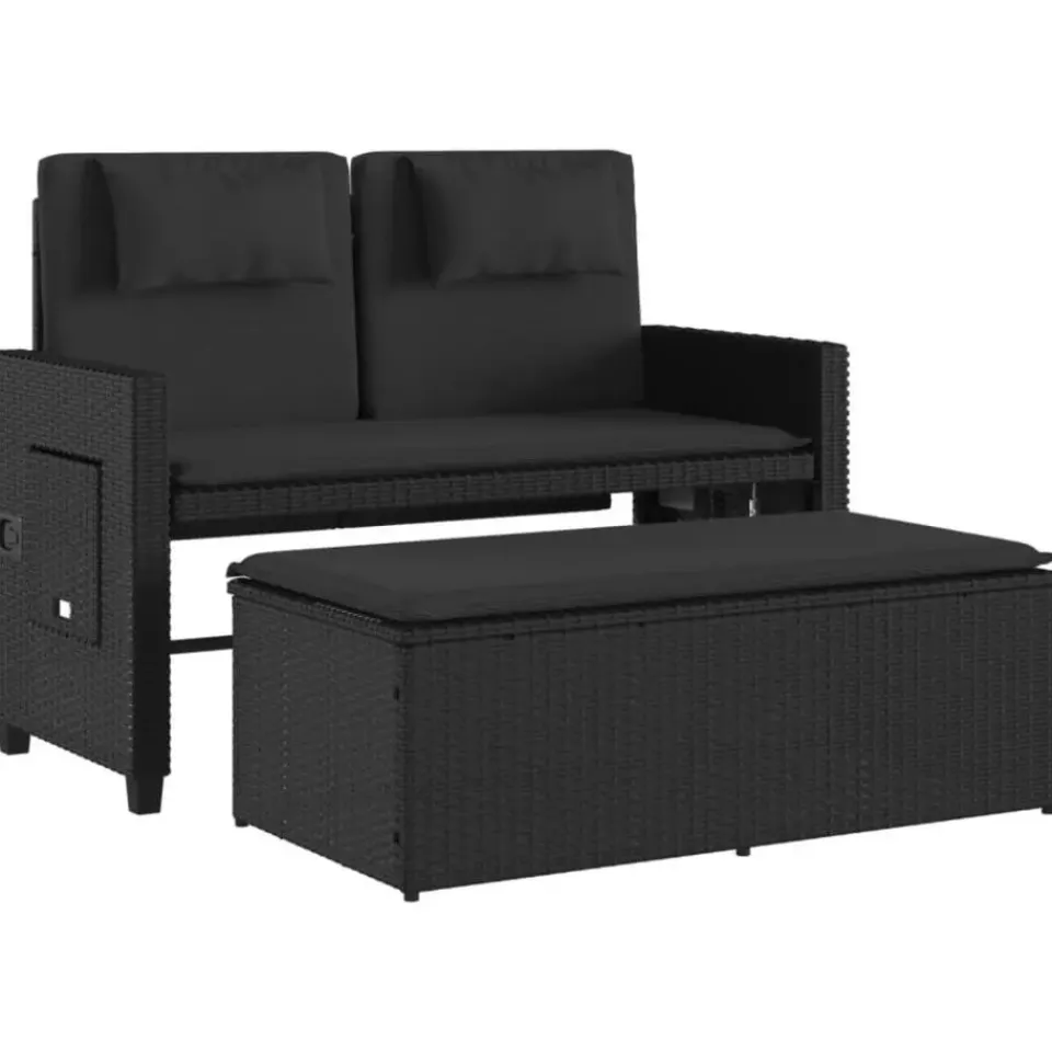 vidaXL - 2-delige Loungebanken Verstelbare met kussens - Zwart - 113x61x87 cm Hot