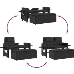 vidaXL - 2-delige Loungebanken Verstelbare met kussens - Zwart - 113x61x87 cm Hot