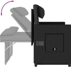 vidaXL - 2-delige Loungebanken Verstelbare met kussens - Zwart - 113x61x87 cm Hot