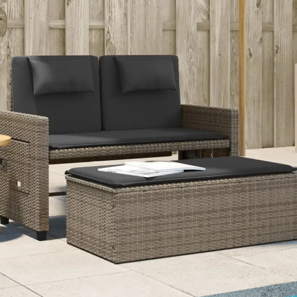 vidaXL - 2-delige Loungebanken Verstelbare met kussens - Grijs - 113x61x87 cm Outlet
