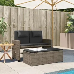 vidaXL - 2-delige Loungebanken Verstelbare met kussens - Grijs - 113x61x87 cm Outlet