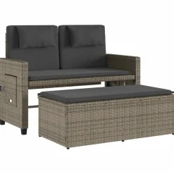 vidaXL - 2-delige Loungebanken Verstelbare met kussens - Grijs - 113x61x87 cm Outlet