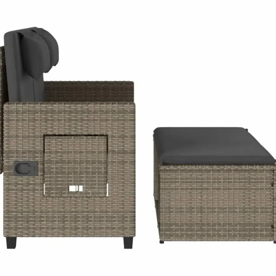 vidaXL - 2-delige Loungebanken Verstelbare met kussens - Grijs - 113x61x87 cm Outlet