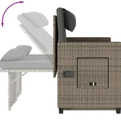 vidaXL - 2-delige Loungebanken Verstelbare met kussens - Grijs - 113x61x87 cm Outlet