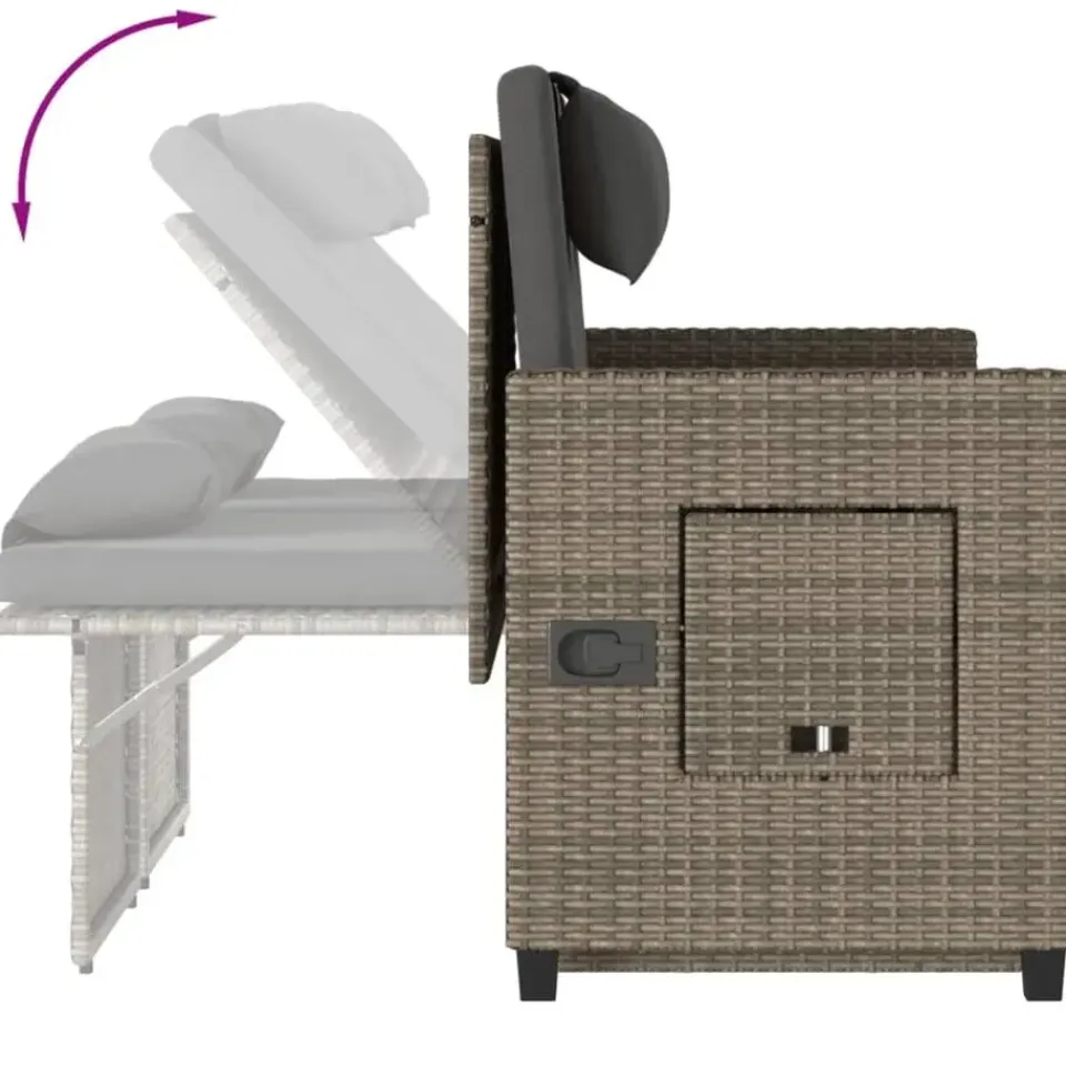 vidaXL - 2-delige Loungebanken Verstelbare met kussens - Grijs - 113x61x87 cm Outlet