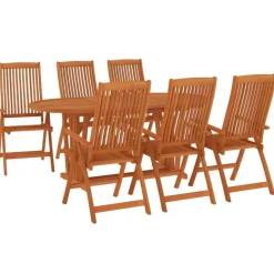 vidaXL - 7-delige Tuinset 6 fauteuils massief eucalyptushout - (150-200)x100 cm Discount