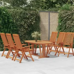 vidaXL - 7-delige Tuinset 6 fauteuils massief eucalyptushout - (150-200)x100 cm Discount