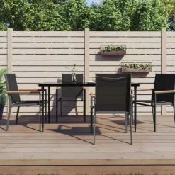 vidaXL - 5-delige Tuinset 4 fauteuils - Zwart - Textileen - 160x80 cm Hot