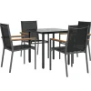 vidaXL - 5-delige Tuinset 4 fauteuils - Zwart - Textileen - 80x80 cm Discount
