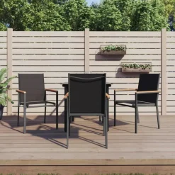 vidaXL - 5-delige Tuinset 4 fauteuils - Zwart - Textileen - 80x80 cm Discount