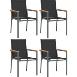 vidaXL - 5-delige Tuinset 4 fauteuils - Zwart - Textileen - 80x80 cm Discount