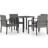 vidaXL - 5-delige Tuinset - Grijs - Poly rattan en glas - 70x70 cm Best