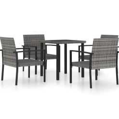 vidaXL - 5-delige Tuinset - Grijs - Poly rattan en glas - 70x70 cm Best