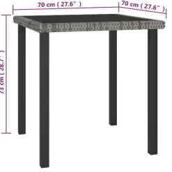 vidaXL - 5-delige Tuinset - Grijs - Poly rattan en glas - 70x70 cm Best