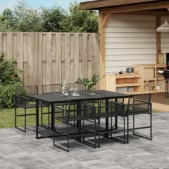 vidaXL - 7-delige Tuinset - Inklapbaar - Zwart - PE rattan - 165x107 cm Discount