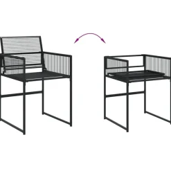 vidaXL - 7-delige Tuinset - Inklapbaar - Zwart - PE rattan - 165x107 cm Discount