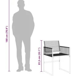 vidaXL - 7-delige Tuinset - Inklapbaar - Zwart - PE rattan - 165x107 cm Discount