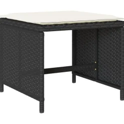 vidaXL - 9-delige Tuinset 4 krukken wit kussens - Zwart - PE rattan - 110x106 cm New