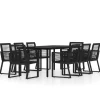 vidaXL - 9-delige Tuinset - Zwart PVC rattan en staal - 200x100 cm Clearance